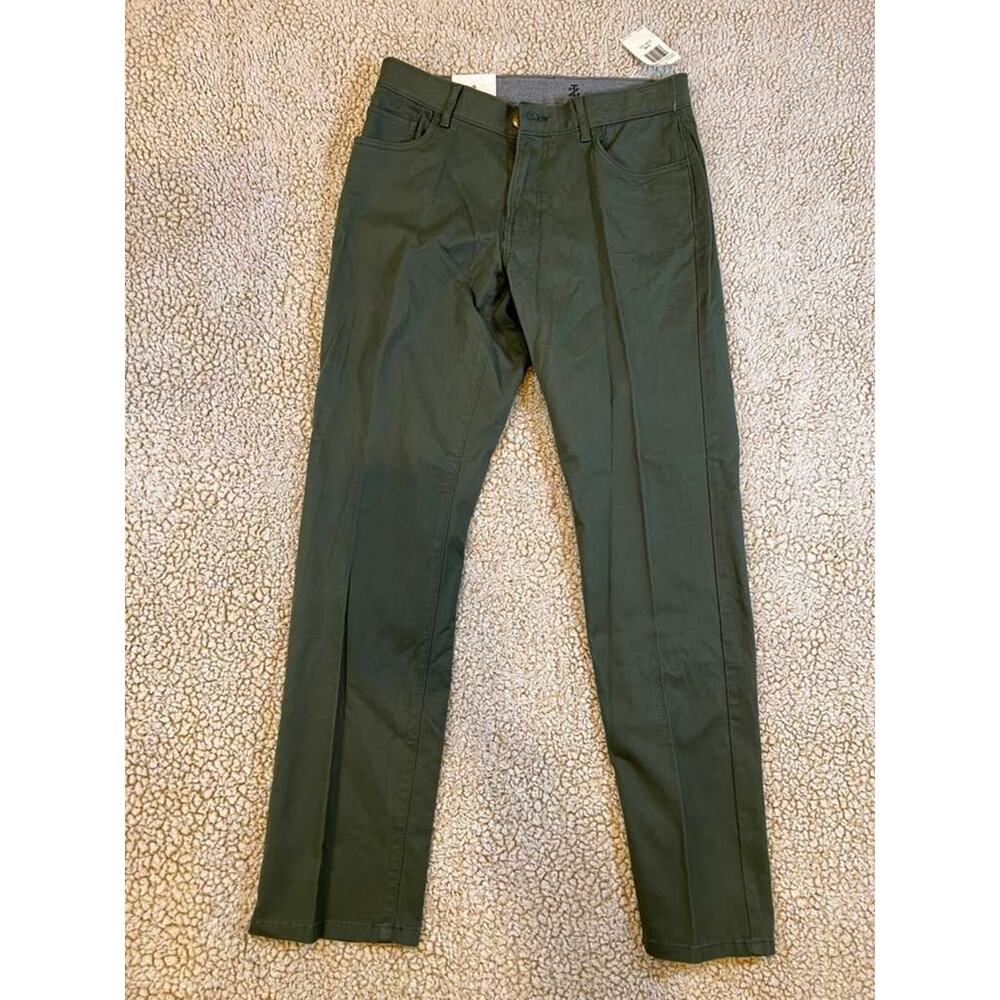 IZOD Saltwater Stretch Chino Pants Mens 30x32 Olive Green Slim Fit